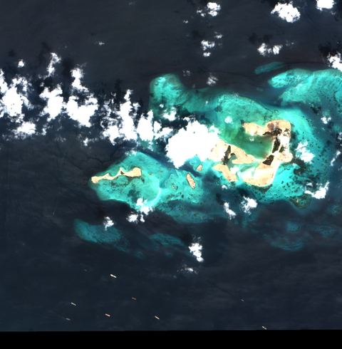 Sentinel-2 crop of Djibouti anchorage at 11.71°N 43.17°E, captured 21 Oct 2026