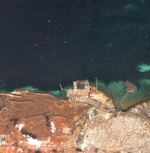 Sentinel-2 crop of Djibouti anchorage at 11.61°N 43.06°E, captured 21 Oct 2026