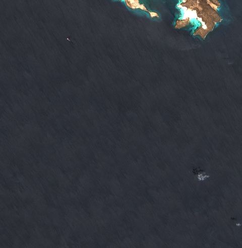 Sentinel-2 crop of Perim traffic lanes at 12.59°N 43.40°E, captured 21 Oct 2026
